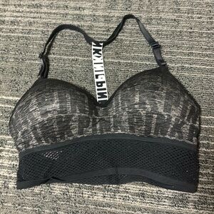 Pink brand black T back sports bra